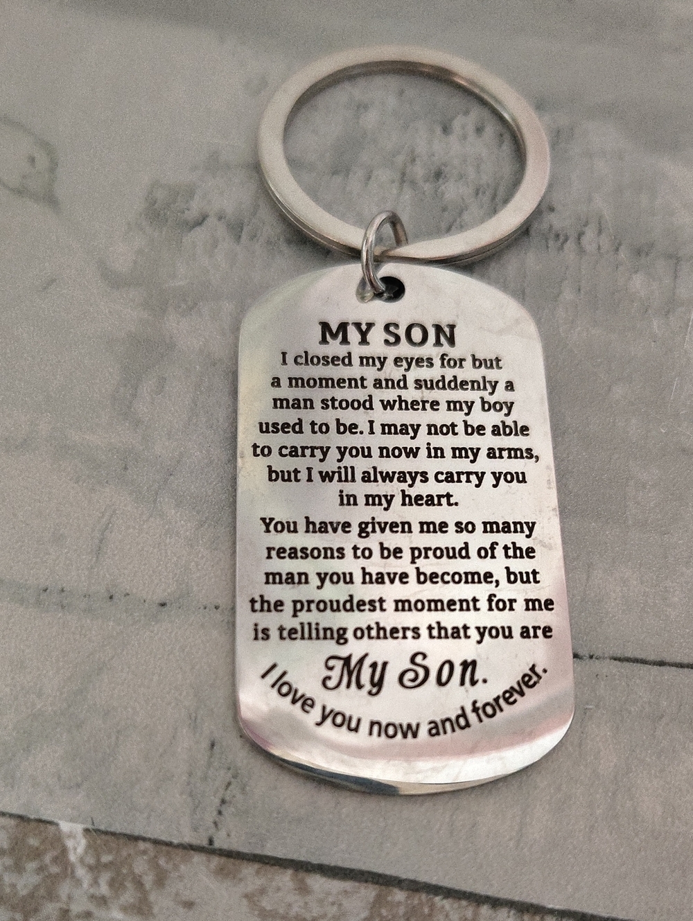 🔑Engraved "My Son" Sentimental Stainless Keychain - Silver